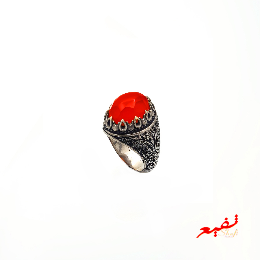 انگشتر مردانه عقیق سرخ AGH-S 05