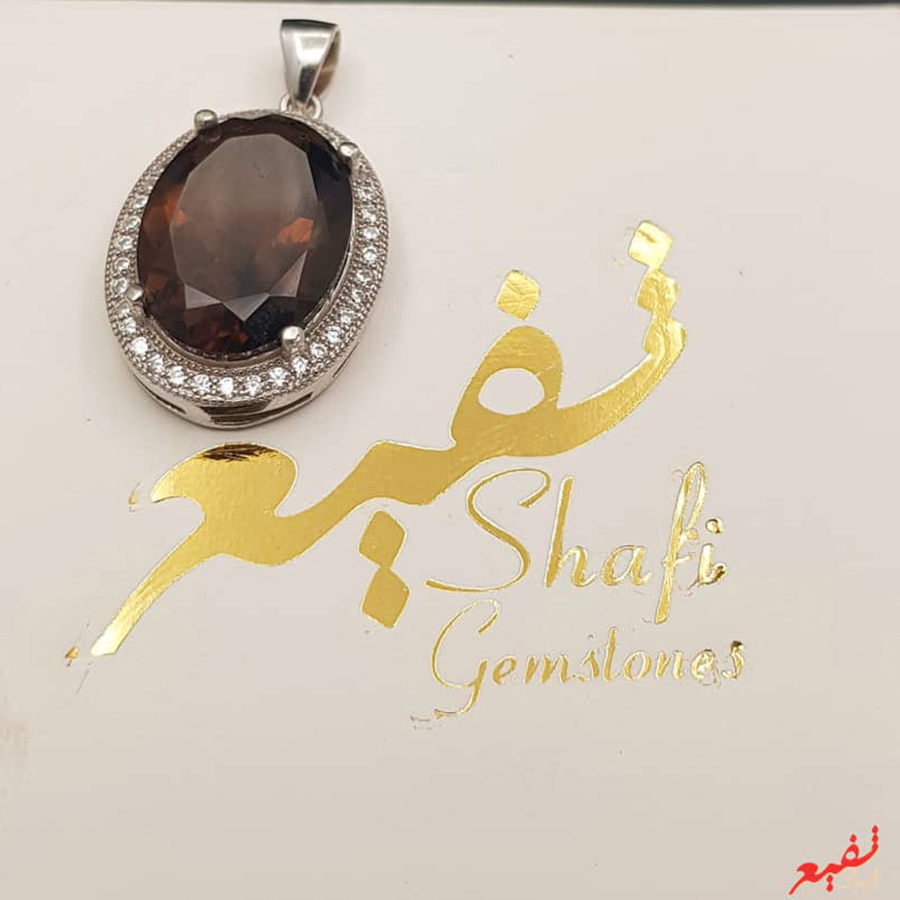 گردنبند زنانه با سنگ کوارتز دودی کد G-CO-01