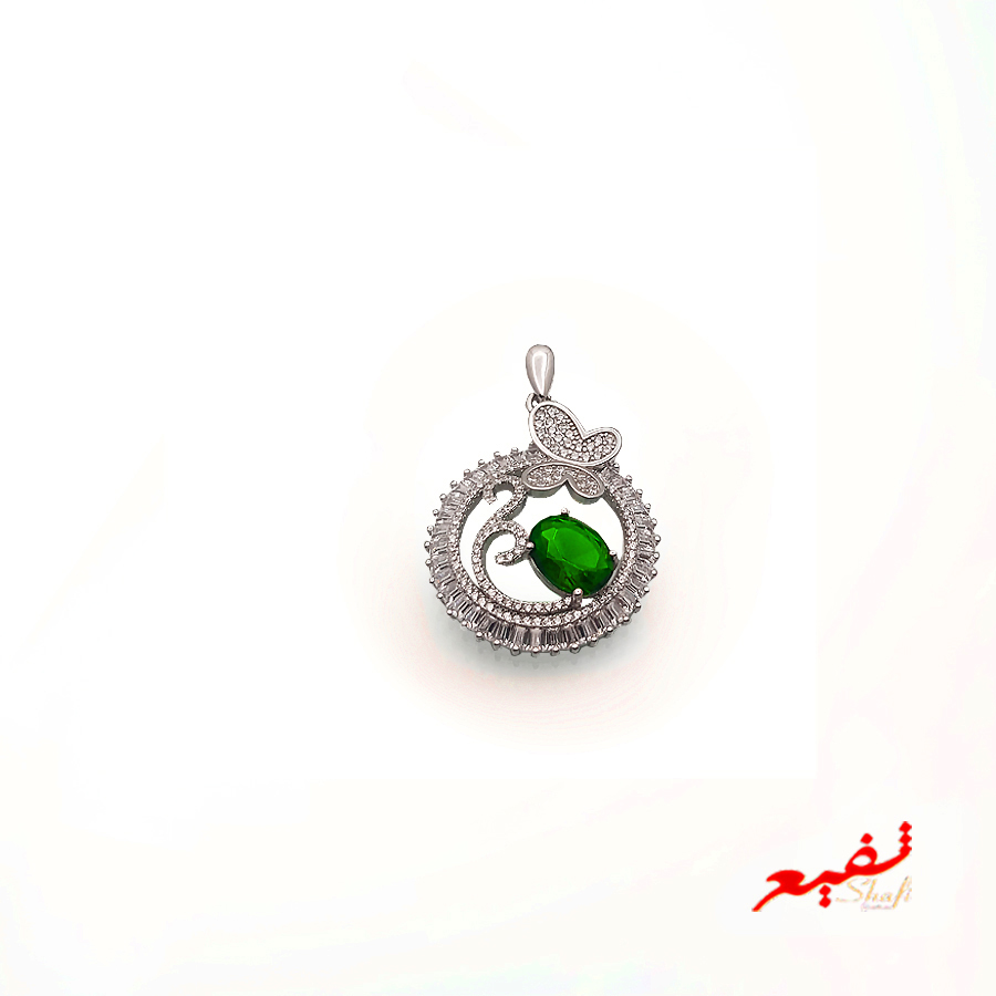 گردنبند زنانه سنگ گارنت سبز کد G-GAG-01