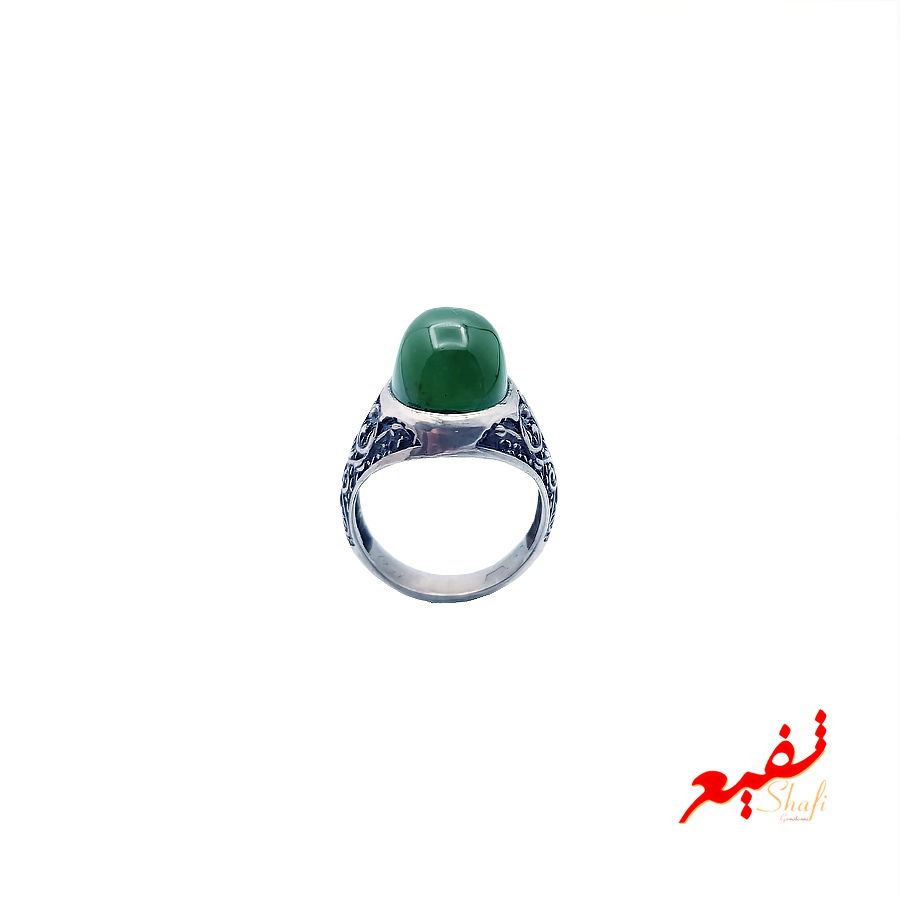 انگشتر مردانه سنگ عقیق سبز کد AGH-G 02